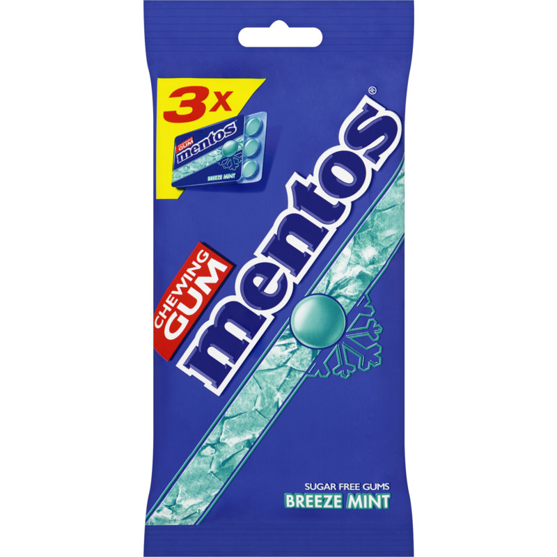Een afbeelding van Mentos Gum Breeze mint kauwgom 3-pack