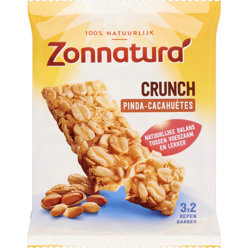 Een afbeelding van Zonnatura Crunch pinda repen 3-pack