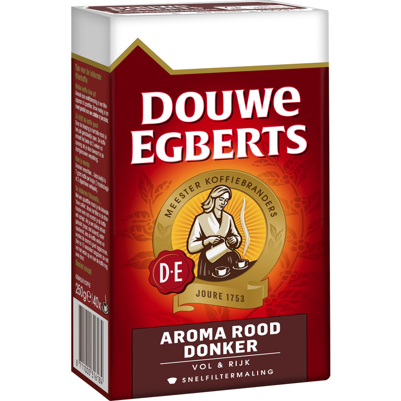 Een afbeelding van Douwe Egberts Aroma rood donker snelfiltermaling