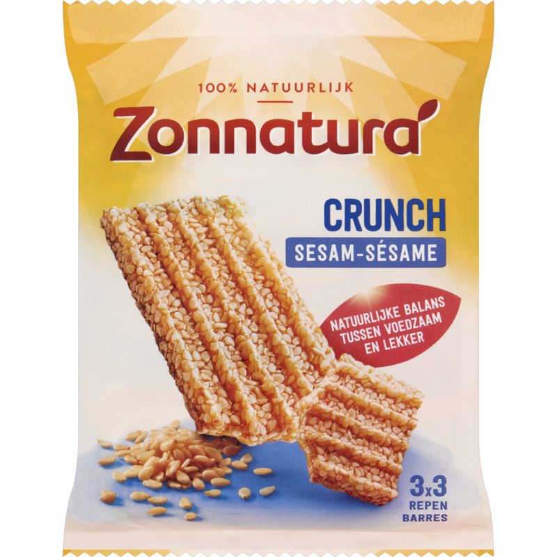Een afbeelding van Zonnatura Crunch sesam repen 3-pack