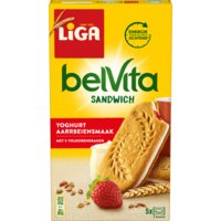 Een afbeelding van Liga Belvita sandwich yoghurt aardbeiensmaak