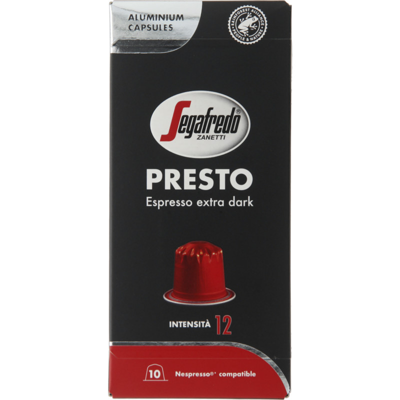 Een afbeelding van Segafredo Presto espresso extra dark capsules