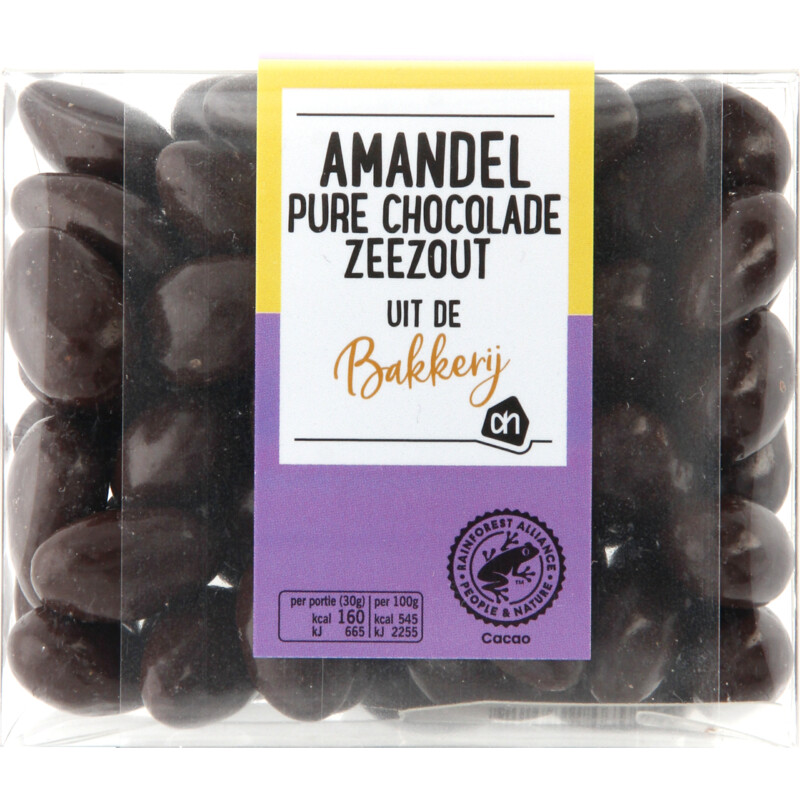 Een afbeelding van AH Amandel pure chocolade zeezout