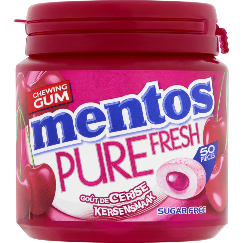 Een afbeelding van Mentos Gum Pure fresh cherry gum sugarfree