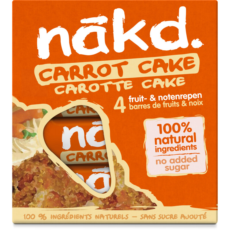 Een afbeelding van Nakd. Carrot cake bars