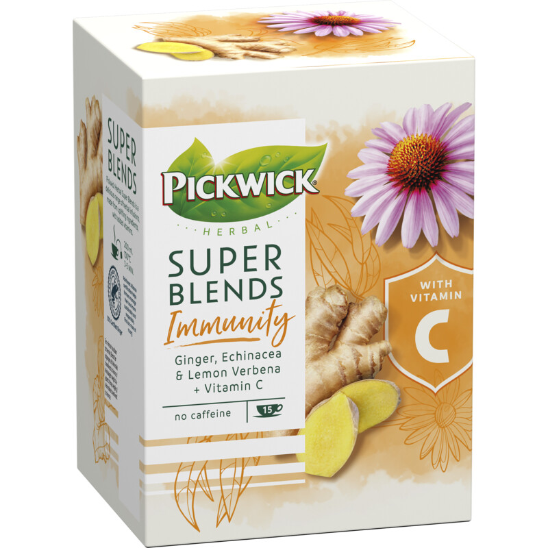 Een afbeelding van Pickwick Herbal super blends immunity kruidenthee