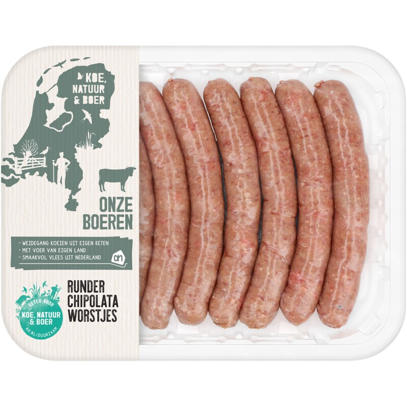 Een afbeelding van AH Runder chipolataworstjes