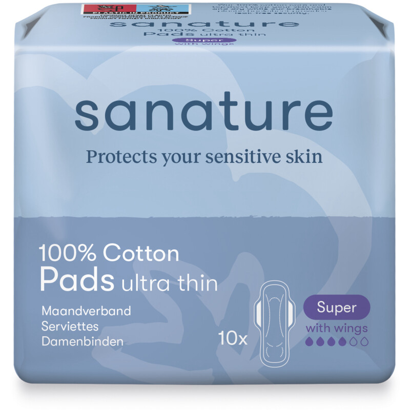 Een afbeelding van Sanature Katoenen maandverband super