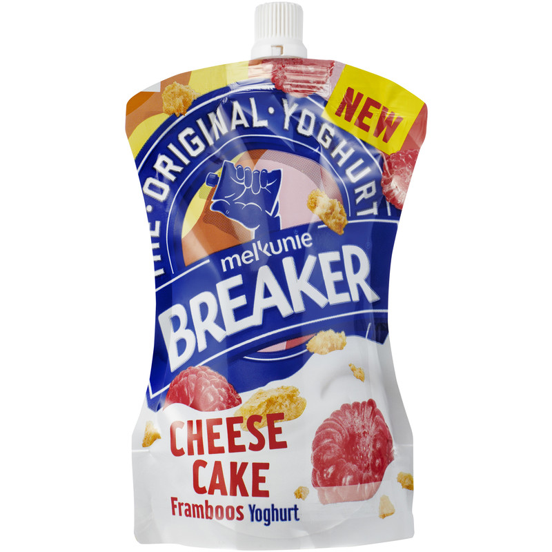 Een afbeelding van Melkunie Breaker yoghurt framboos cheesecake