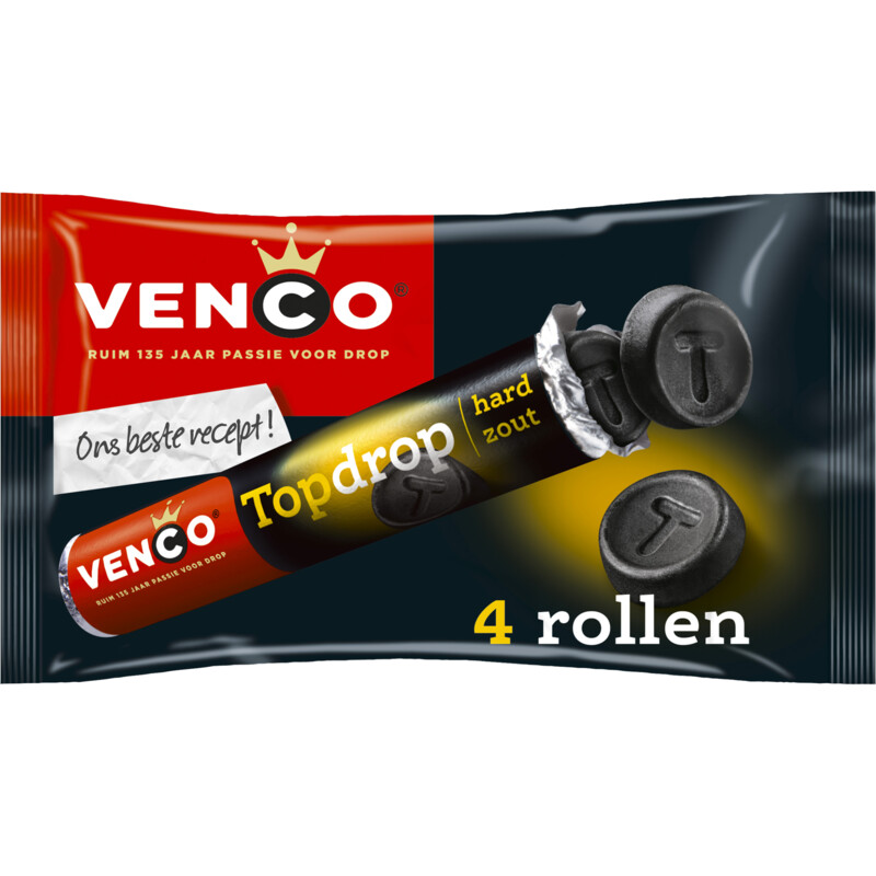 Een afbeelding van Venco Topdrop hard zout 4-pack