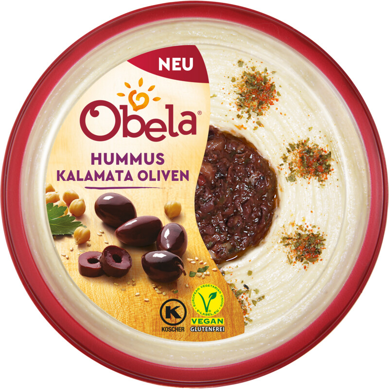 Een afbeelding van Obela Hummus kalamata olijven