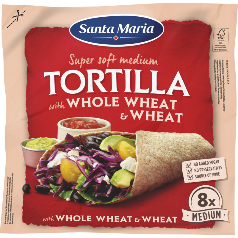 Een afbeelding van Santa Maria Tortilla wraps tarwe & volkorentarwe M