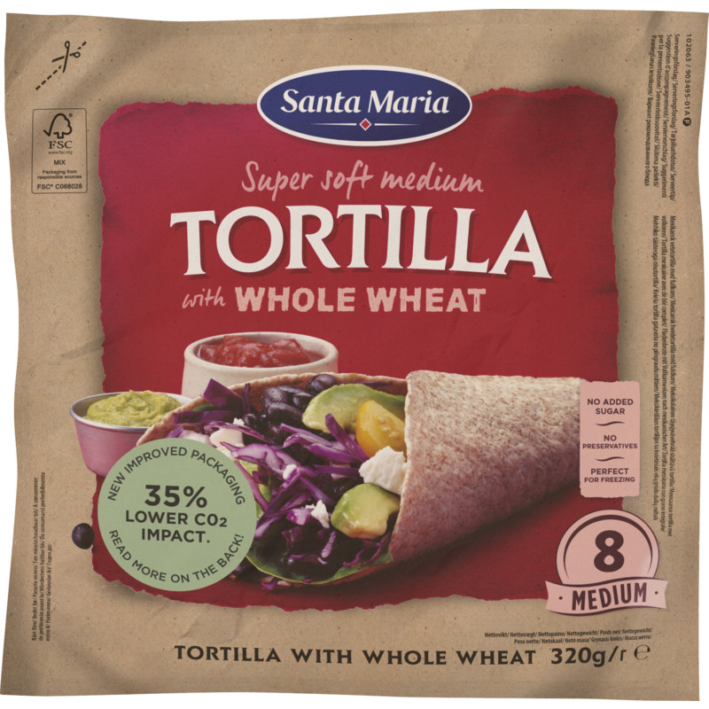 Een afbeelding van Santa Maria Tortilla wraps tarwe & volkorentarwe M
