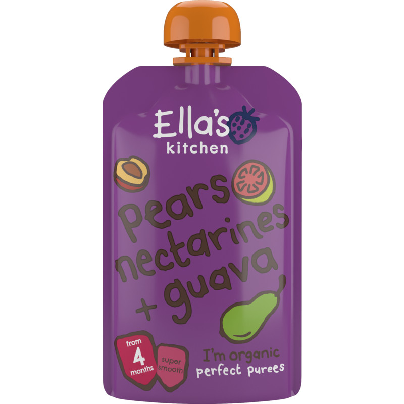 Een afbeelding van Ella's Kitchen Peren, nectarine + guave 4+ bio