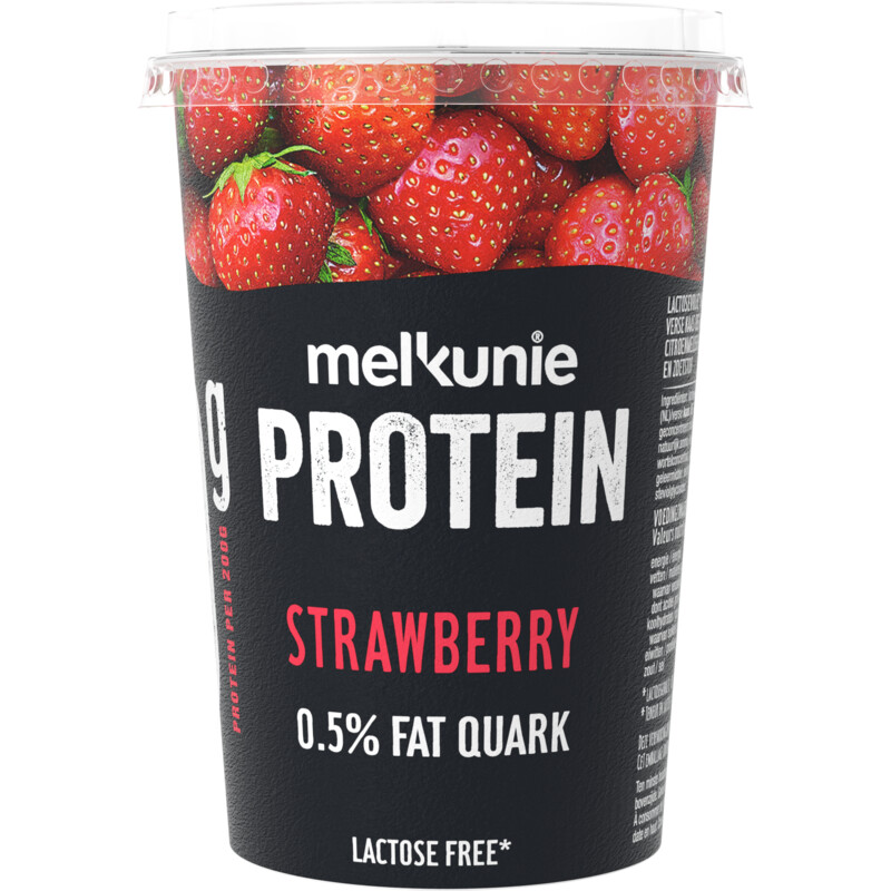 Melkunie Protein aardbei kwark 0,5 fat reserveren Albert Heijn