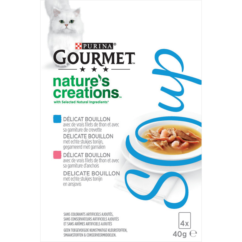 Een afbeelding van Gourmet Soup o.a. tonijn, garnaal kattenvoer nat