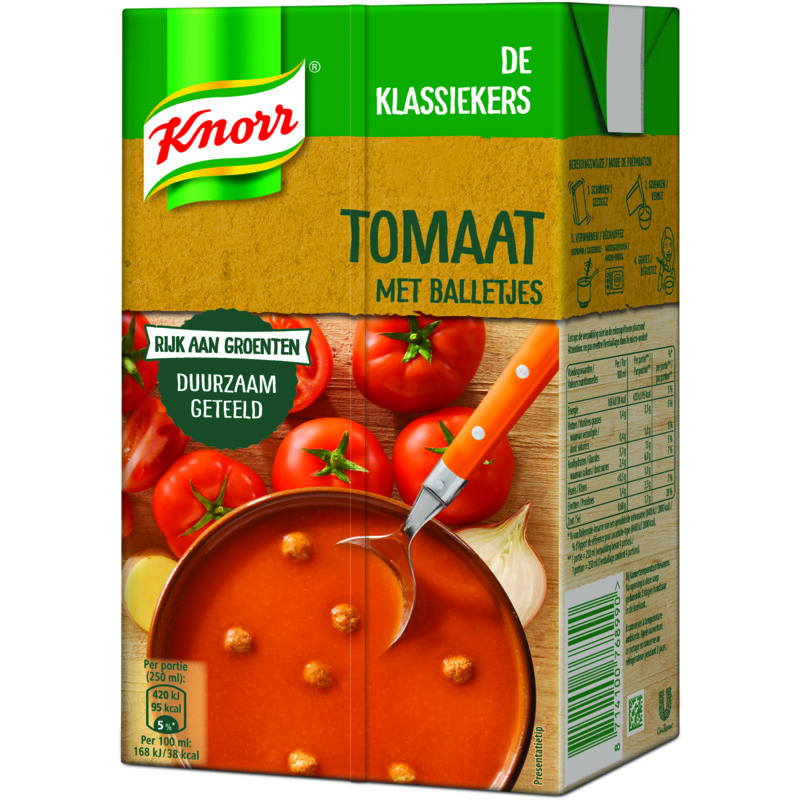 Een afbeelding van Knorr Tetra tomatensoep met balletjes bel