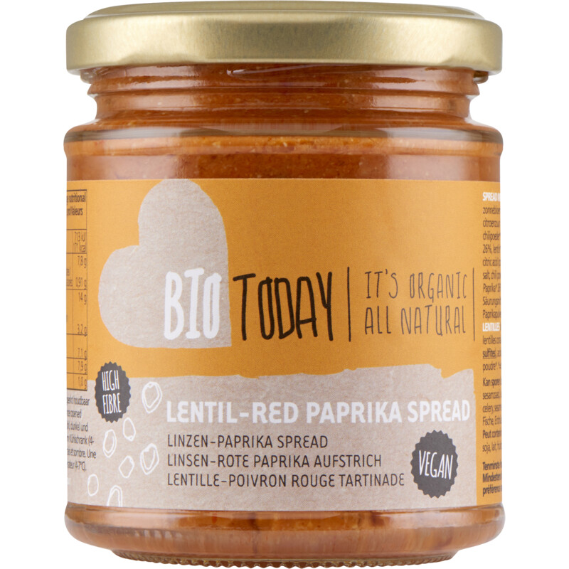 Een afbeelding van BioToday Linzen-paprika spread