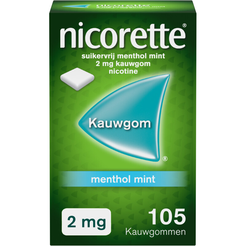Een afbeelding van Nicorette Menthol mint 2mg kauwgom nicotine