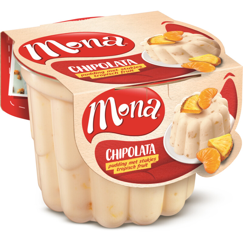 Een afbeelding van Mona Chipolatapudding met tropisch fruit