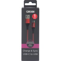 Een afbeelding van Grixx Gevlochten usb-c kabel zwart 1meter