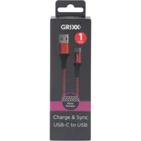 Grixx Gevlochten usb-c kabel zwart 1meter