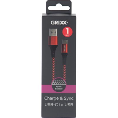 pdp-image-Grixx Gevlochten usb-c kabel zwart 1meter