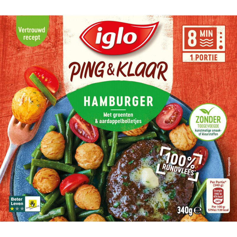 Een afbeelding van Iglo Ping & klaar hamburger