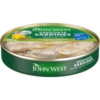 Een afbeelding van John West Gerookte sardines in vergine olijfolie