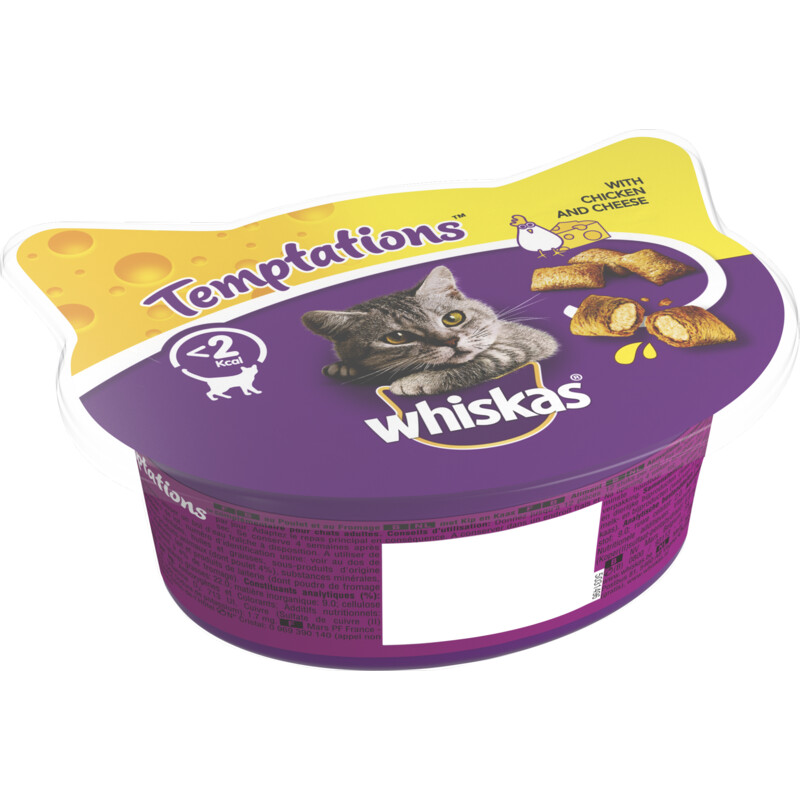 Een afbeelding van Whiskas Temptations kip & kaas kattensnacks