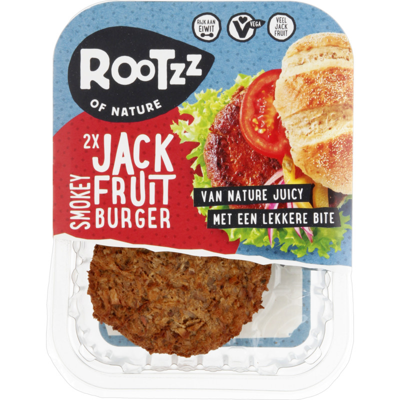 Een afbeelding van Rootzz of Nature Smokey jackfruit burger