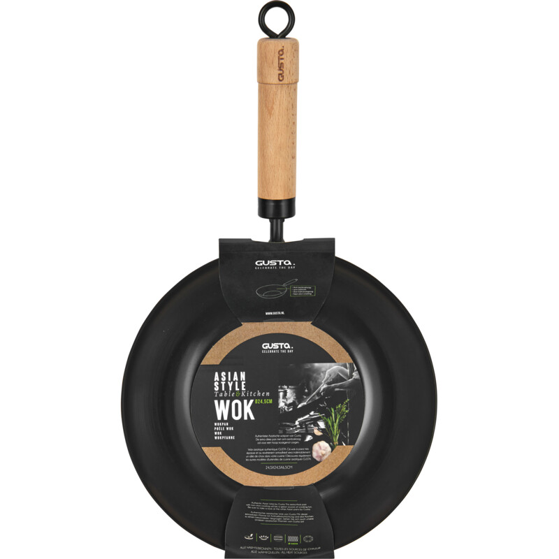 Een afbeelding van Gusta Wok zwart 24,5 cm