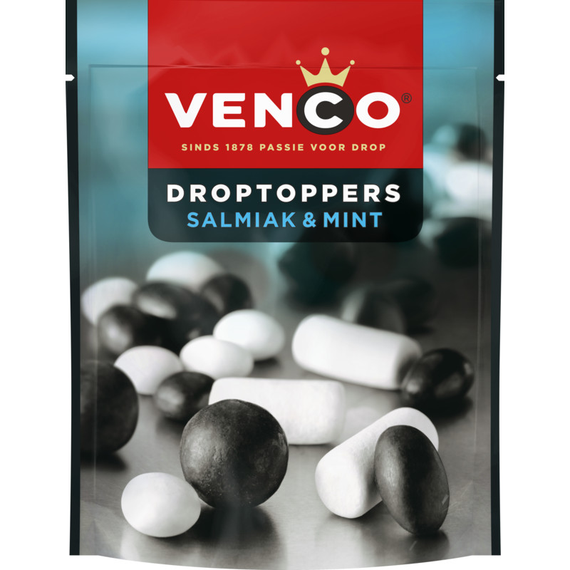 Een afbeelding van Venco Droptoppers salmiak mint