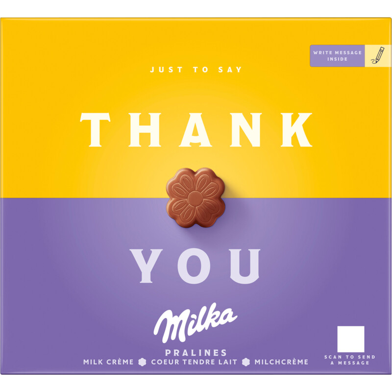 Een afbeelding van Milka Thank you pralines melk créme