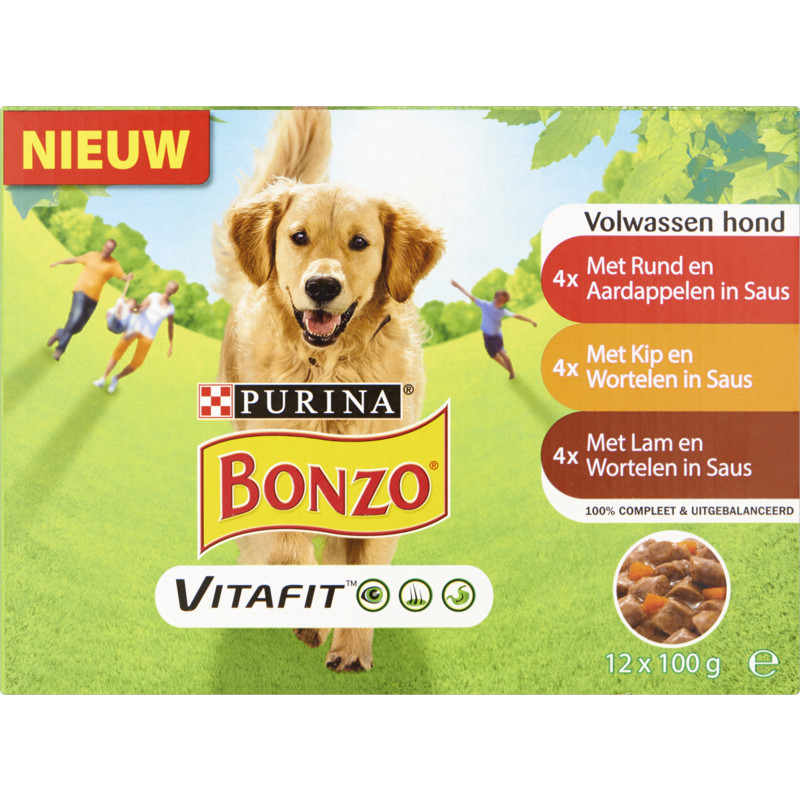 Een afbeelding van Bonzo Vitafit volwassen hond rund kip