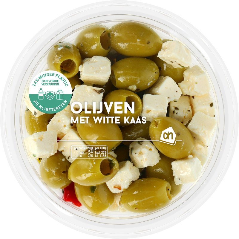 Een afbeelding van AH Groene olijven met witte kaas