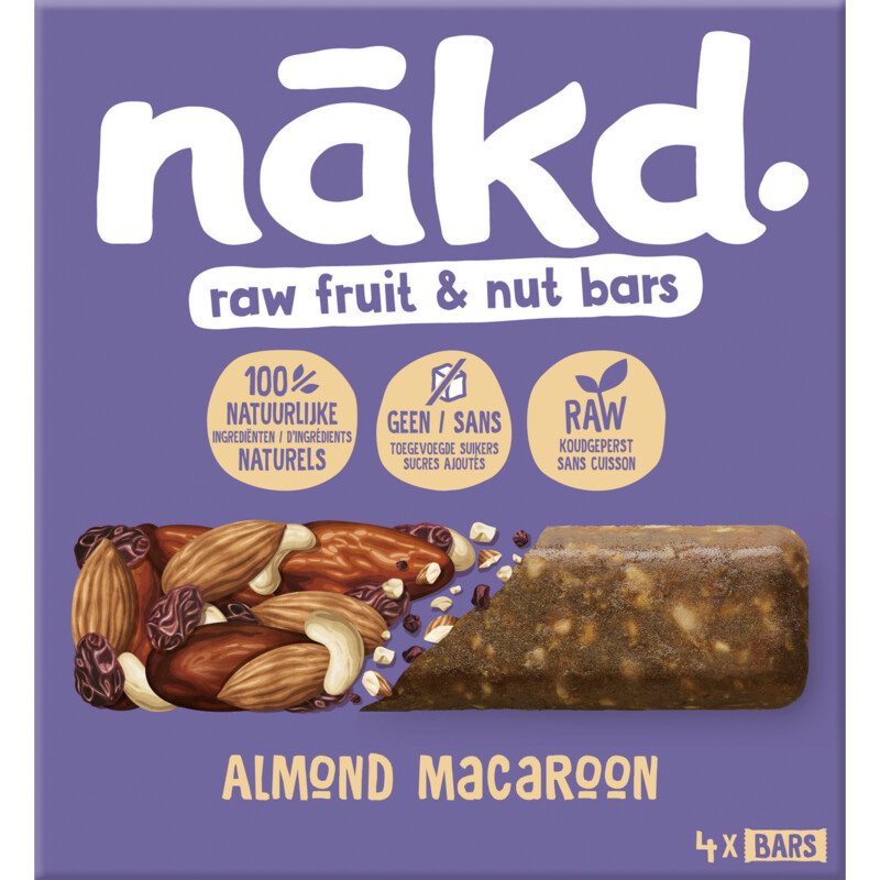 Een afbeelding van Nakd. Almond macaroon fruit- & notenrepen