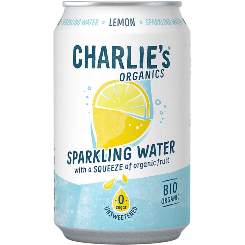 Een afbeelding van Charlie's Organics sparkling water lemon