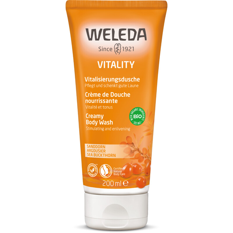 Een afbeelding van Weleda Duindoorn vitaliserende douchecrème