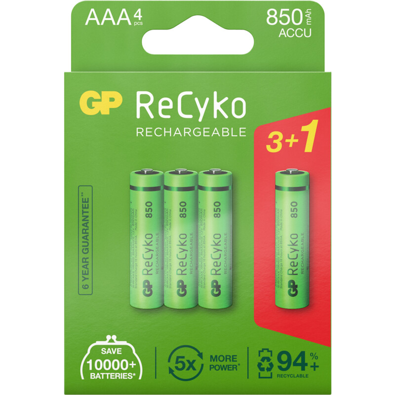 Een afbeelding van GP Recyko rechargeable AAA 850 mAh