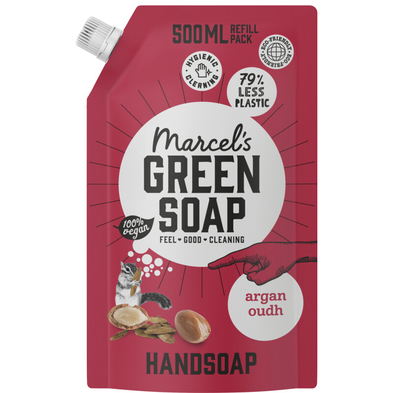 Een afbeelding van Marcel's Green Soap Handzeep argan & oudh navulling