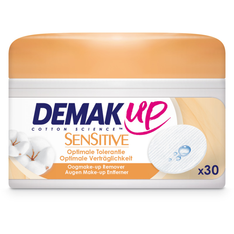 Een afbeelding van Demak'Up Sensitive oogmake-up remover pads