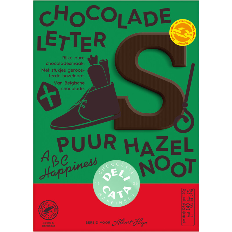 Een afbeelding van Delicata Chocoladeletter puur hazelnoot