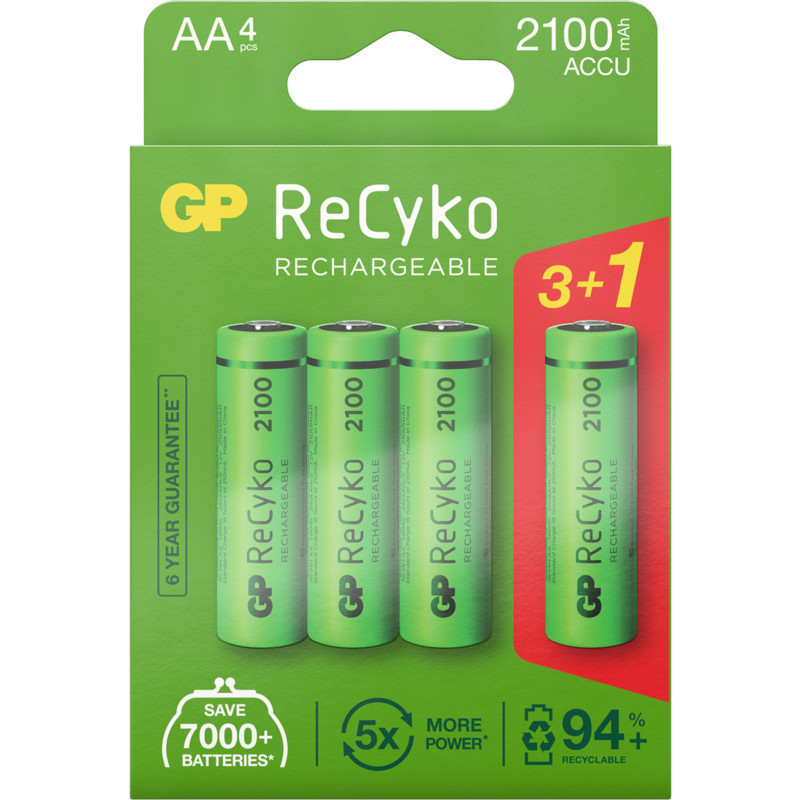 Een afbeelding van GP Recyko rechargeable AA 2000 mAh