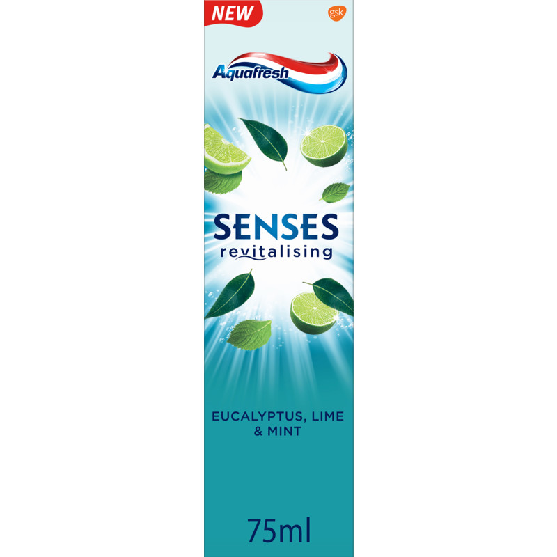 Een afbeelding van Aquafresh Senses rivitalising eucalyptus tandpasta