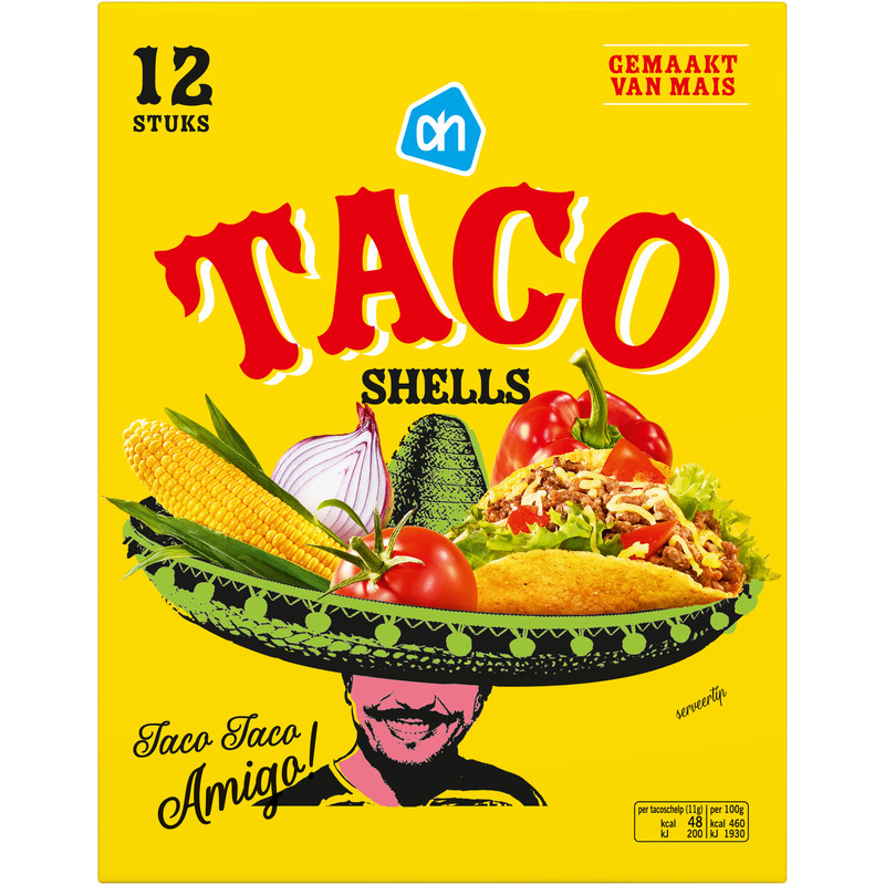 Een afbeelding van AH Taco schelpen