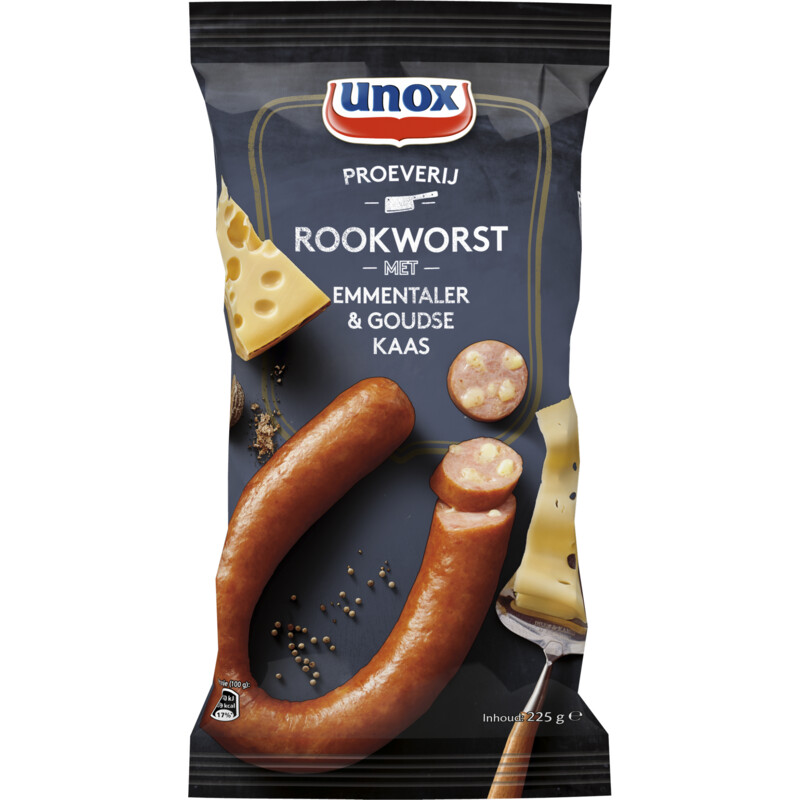 Unox Rookworst Kaas 225G 8x bestellen | Albert Heijn
