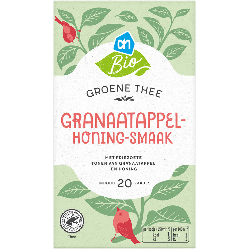 Verslinden Regelmatigheid Verbetering AH Biologisch Groene thee granaatappel & honingsmaak bestellen | Albert  Heijn