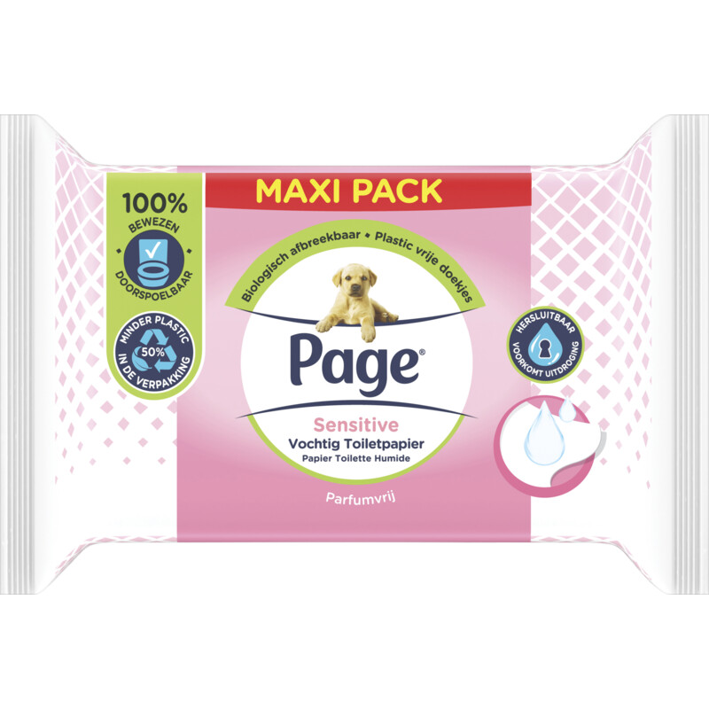 stoeprand Kwik majoor Page Sensitive vochtig toiletpapier maxi-pack bestellen | Albert Heijn