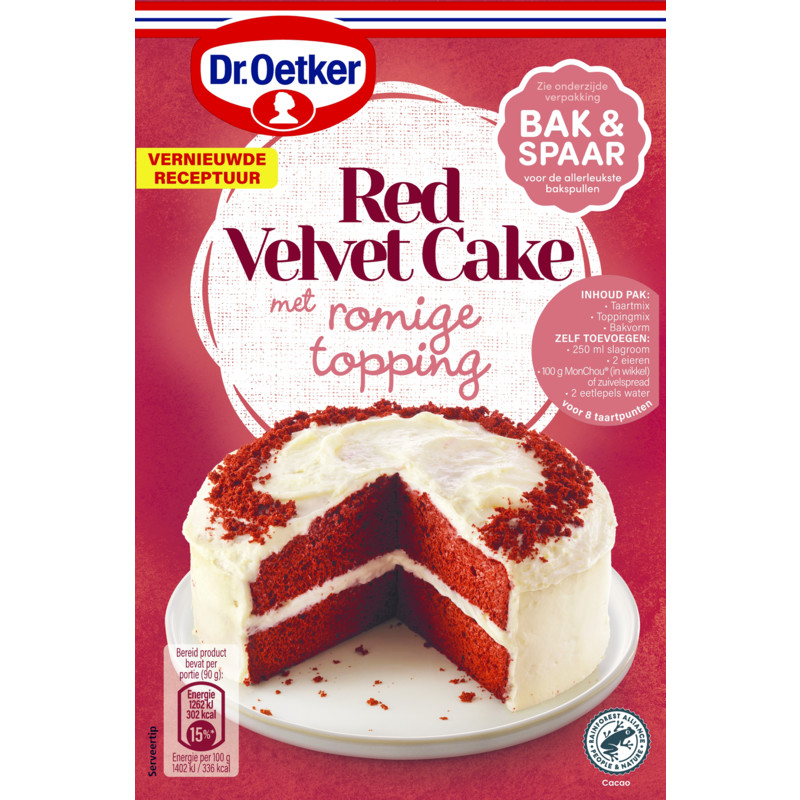 Een afbeelding van Dr. Oetker Red velvet cake met romige topping